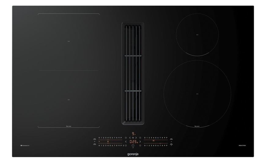 Indukční varná deska Gorenje GEH8432BSCWF se zabudovaným odsáváním par, černá