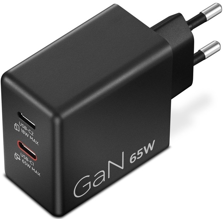 Napájecí adaptér Lenovo Dual USB-C s celkovým výkonem 65W a technologií GaN
