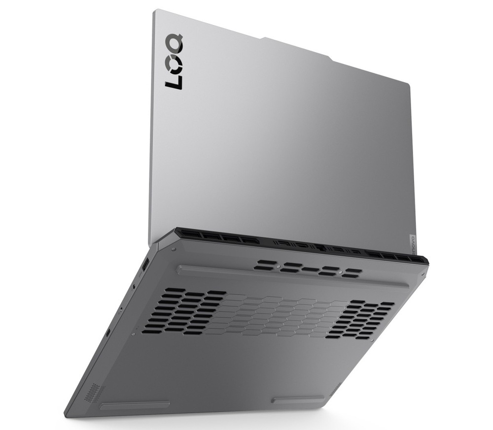 Notebook Lenovo LOQ 15IRX10 šedý Otevřený notebook Lenovo LOQ 15AHP10 zezadu