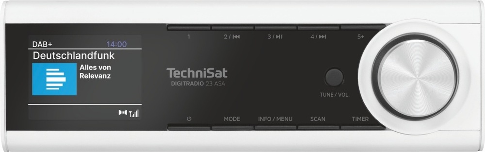 Radiopřijímač s DAB+ TechniSat DIGITRADIO 23 ASA bílý Detail ovládacího panelu radiopřijímače s barevným TFT displejem