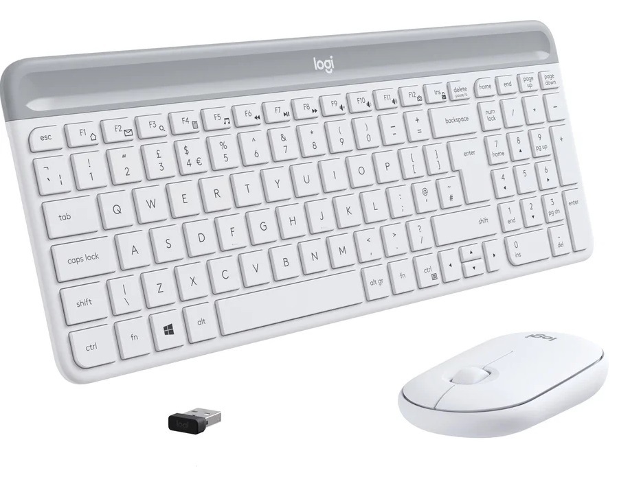 Klávesnice s myší Logitech Wireless Combo MK470 Slim, US bílá