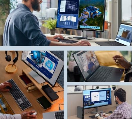Koláž fotografií notebooku Dell Pro 14 Essential PV14250