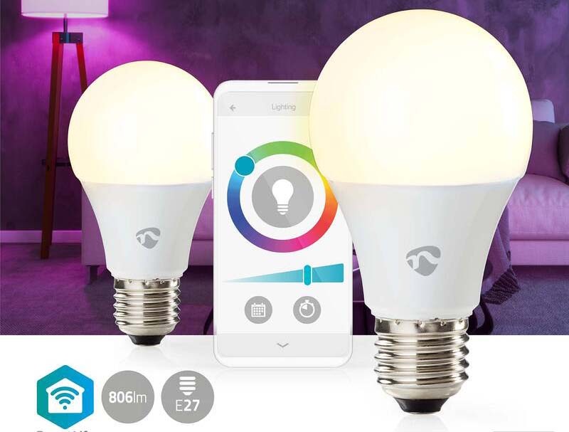 Chytrá žárovka Nedis SmartLife klasik, Wi-Fi, E27, 806 lm, 9 W, RGB / Teplá - studená bílá, 2ks