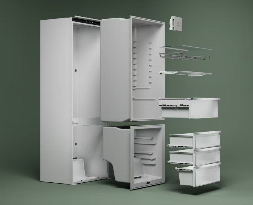 Chladnička s mrazničkou Electrolux 900 MultiChill ENV9MC18S bílá Lednice Electrolux rozebraná na jednotlivé díly.