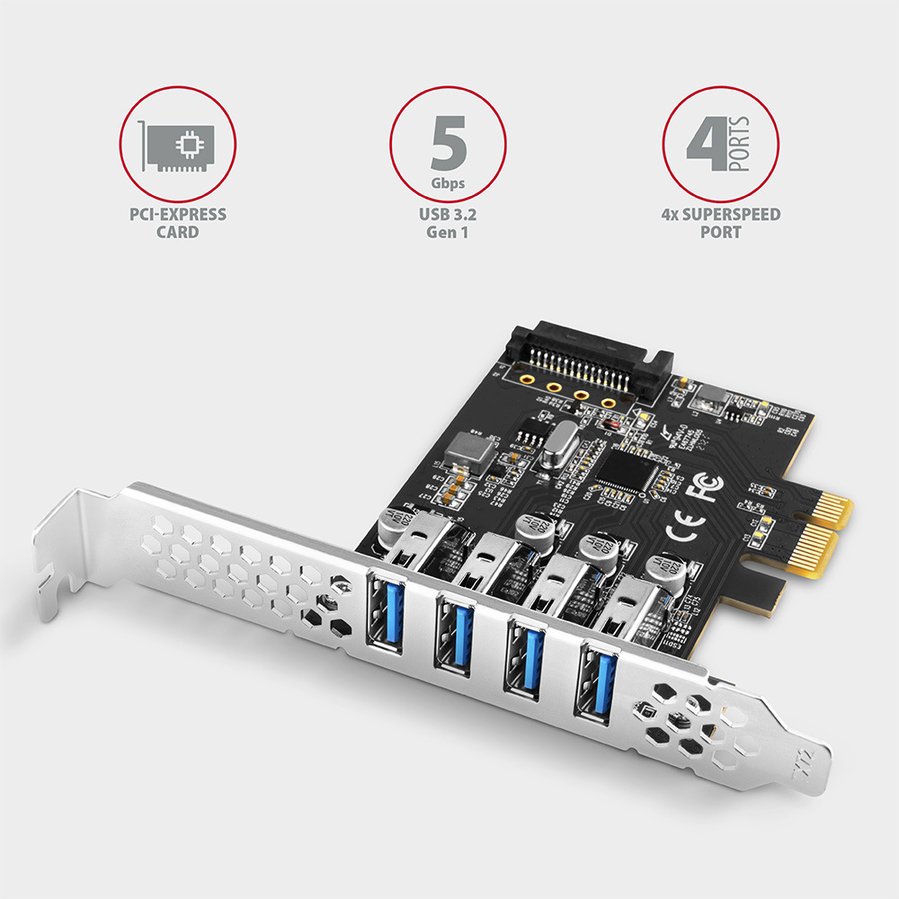 Řadič Axagon PCEU-43RS - 4x USB 3.2 Gen 1 port