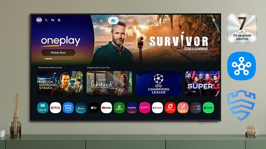 Televize Samsung S92H a domovská obrazovka tizen