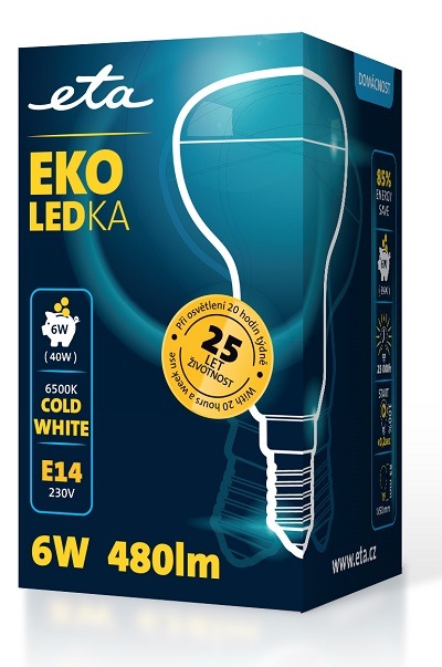 Žárovka LED ETA EKO LEDka reflektor 6W, E14, neutrální bílá žárovka ETAR50W6NW01