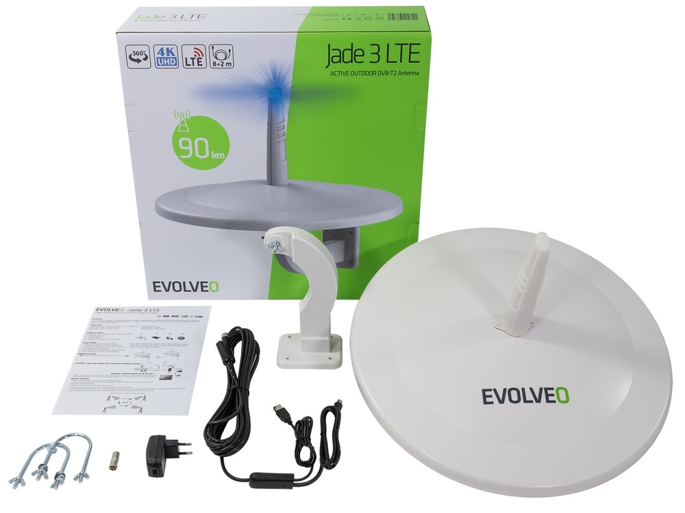 Venkovní anténa Evolveo Jade 3 LTE, aktivní DVB-T2, LTE filtr Venkovní anténa Evolveo Jade 3 LTE, aktivní DVB-T2, LTE filtr