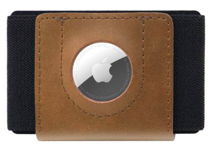 Peněženka FIXED Tiny Wallet pro AirTag z pravé hovězí kůže hnědá
