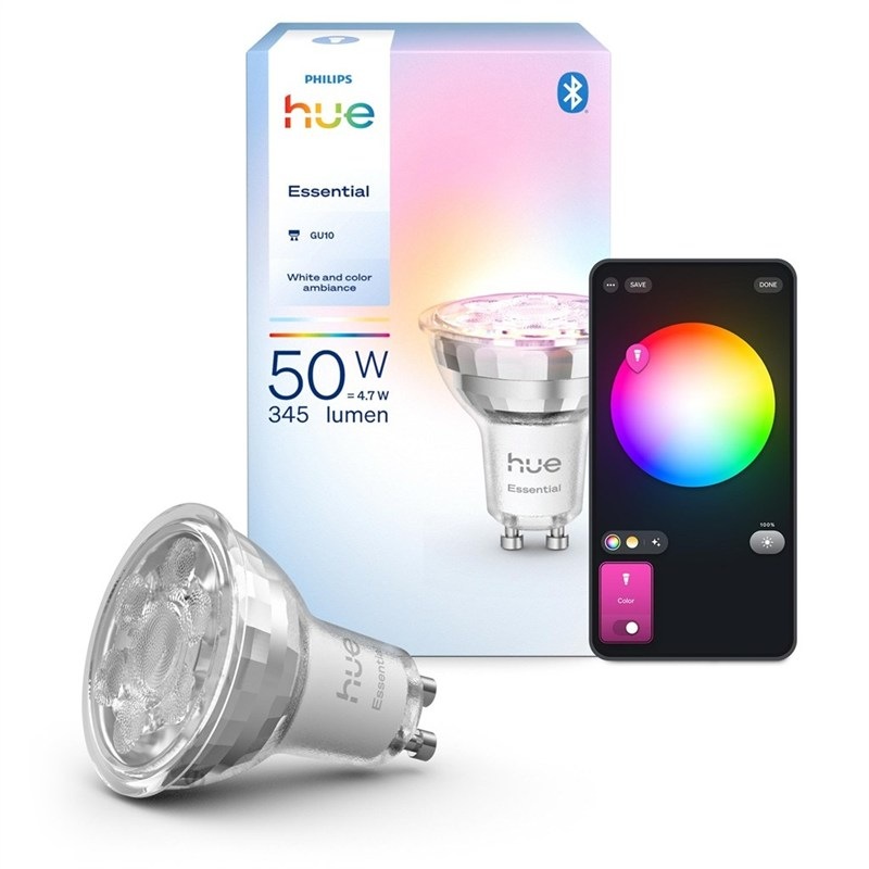 Chytrá žárovka Philips Hue Essential Bluetooth, 4,7 W, GU10, White and Color Ambiance