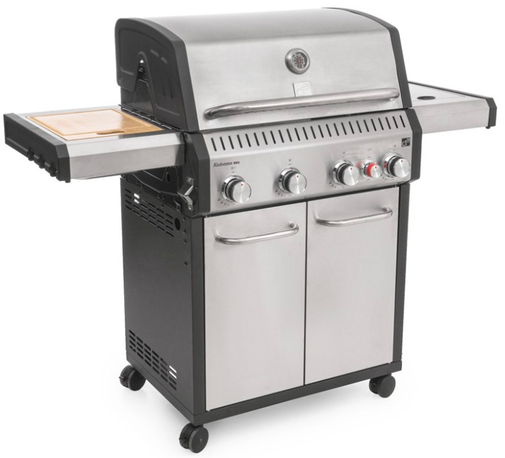 Plynový zahradní gril G21 GAH-BBQ4ALAB-SV Alabama Silver BBQ Premium Line v nerezovém provedení s pěti hořáky a bočními stolky