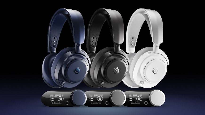 Headset ve třech barevných variantách se zvukovou základnou