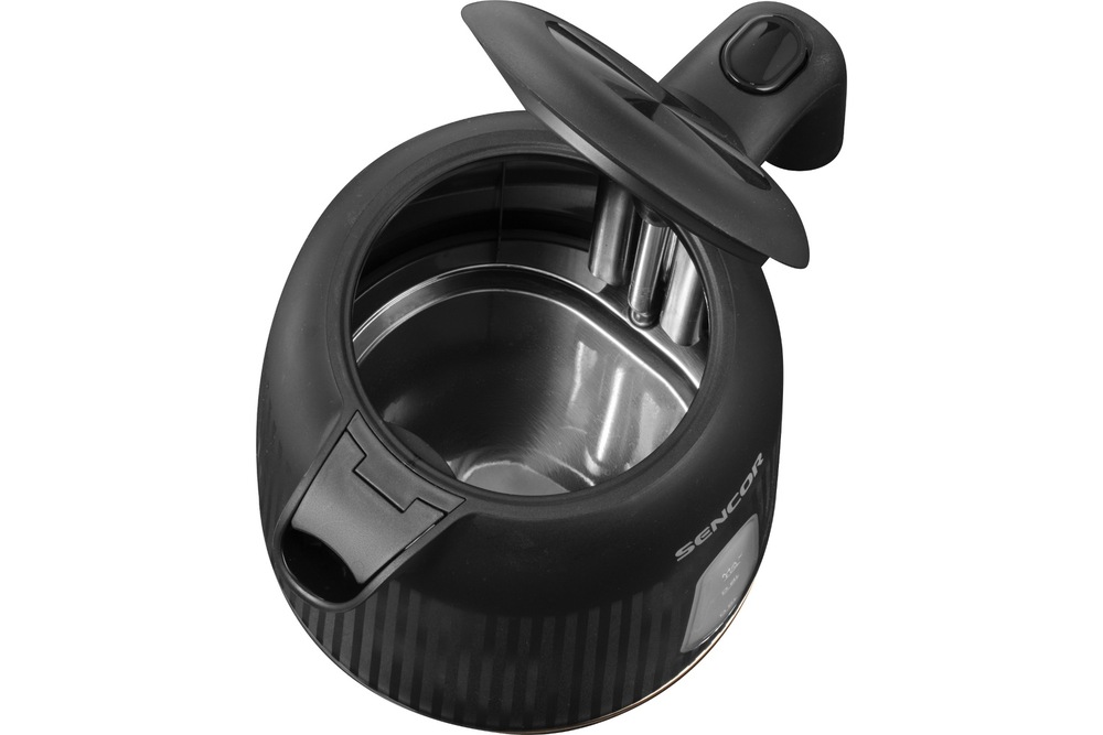 Pohled shora do konvice Sencor SWK 1049BK 1 l na nerezové dno