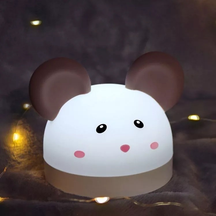 Dětská LED lampička WG Budík/lampička myška bílá
