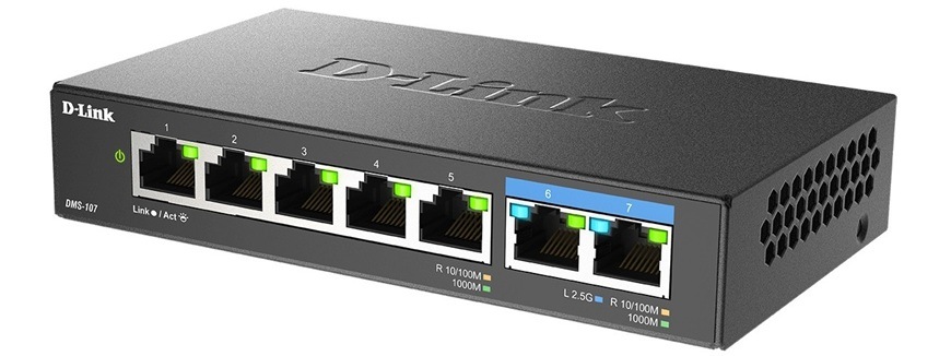 Switch D-Link DMS-107/E 7-Port Multi-Gigabit černý Switch D-Link DMS-107/E 7-Port Multi-Gigabit černý