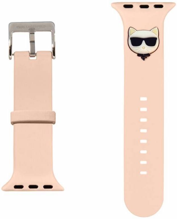 Řemínek Karl Lagerfeld Choupette Head na Apple Watch 42/44/45mm růžový
