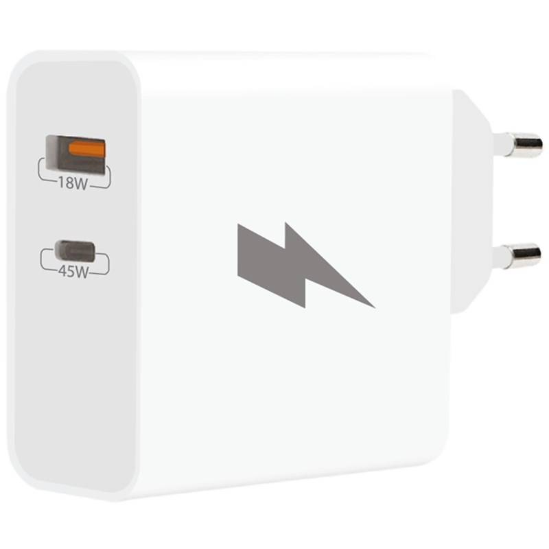 Nabíječka do sítě WG USB-C PD45W/USB-A QC3.0 18W bílá