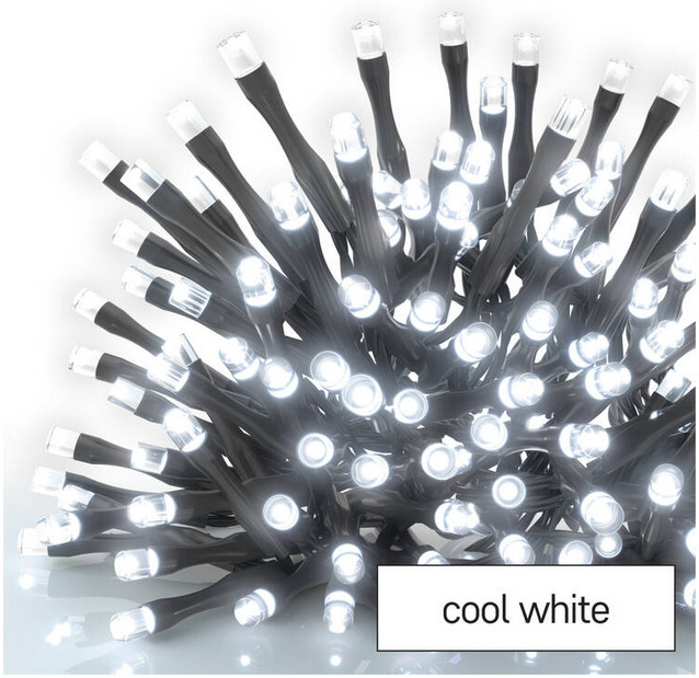 Spojovací řetěz EMOS 100 LED Základní sada Standard – rampouchy, 2,5 m, venkovní, studená bílá, časovač EMOS 100 LED Základní sada Standard – rampouchy, 2,5 m, venkovní, studená bílá, časovač (D1CC03)