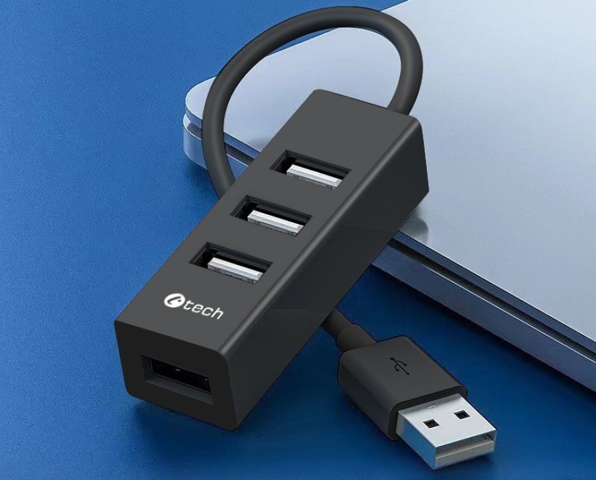 USB Hub C-Tech 4x USB 2.0 - černý