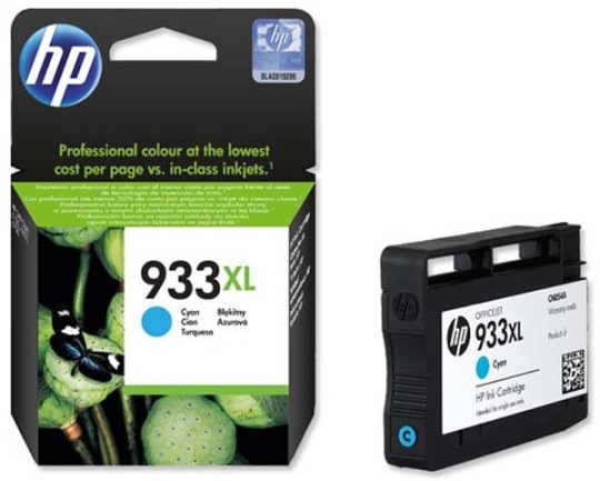 Inkoustová náplň HP 933XL, 825 stran - azurová