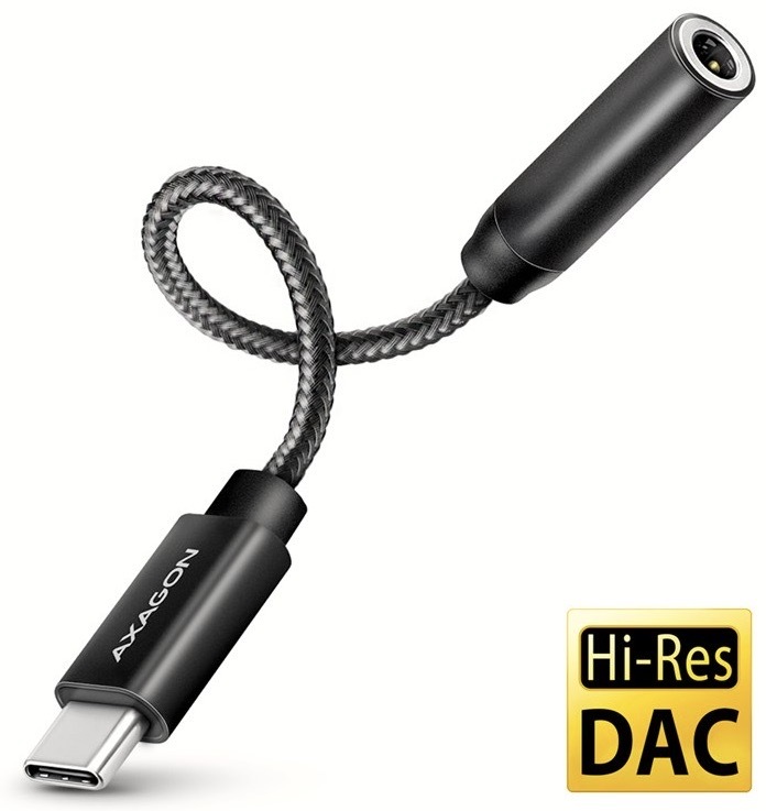 Redukce Axagon USB-C na 3.5mm jack - Hi-Res DAC audio adaptér černá