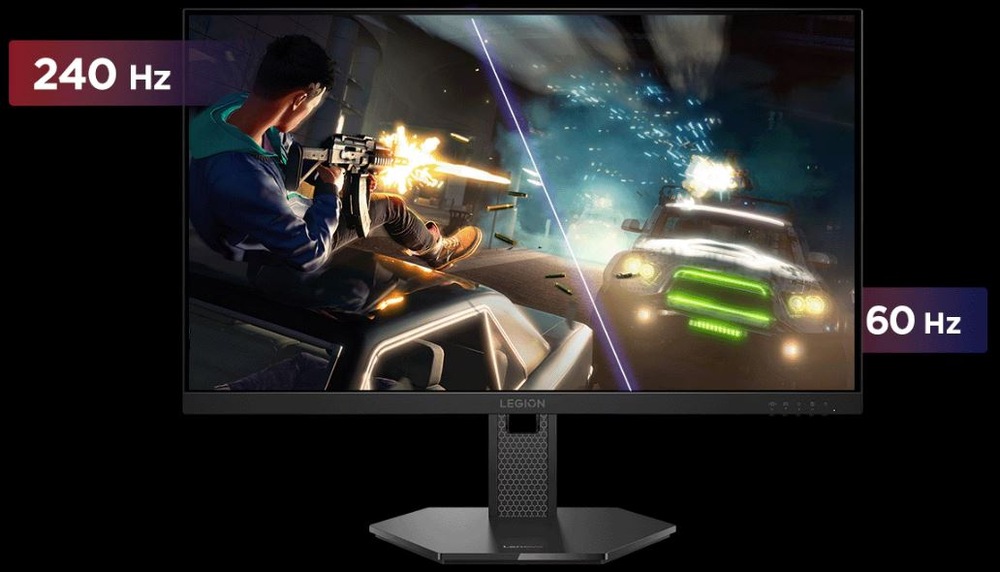 Herní monitor Lenovo Legion 27Q-10 OLED černý Foto demonstrující frekvenci 240 Hz na monitoru Lenovo Legion 27Q-10