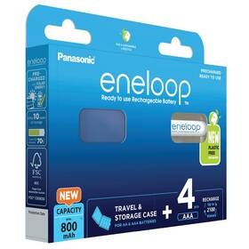 Baterie nabíjecí Panasonic Eneloop AAA, HR03, 800mAh, Ni-MH, blistr 4ks + Cestovní pouzdro na 4ks nabíjecích baterii (BK-4MCDEC4BE)
