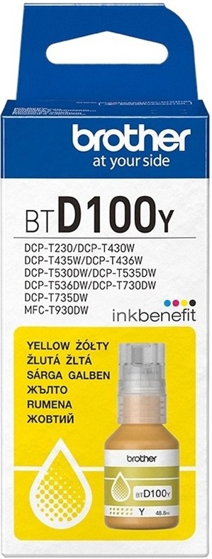 Žlutá inkoustová náplň Brother BTD100Y s výtěžností 5 000 stran