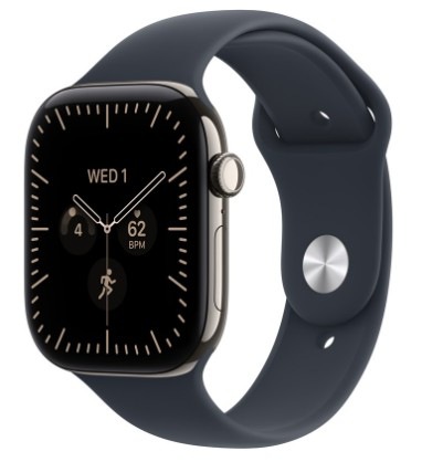 Chytré hodinky Apple Watch Series 12 GPS + Cellular 46 mm přírodní titan, námořnicky modrý sportovní řemínek - M/L