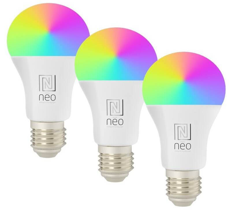 Chytrá žárovka IMMAX NEO LITE SMART LED E27 9W RGB+CCT barevná a bílá, stmívatelná, WiFi, 3ks