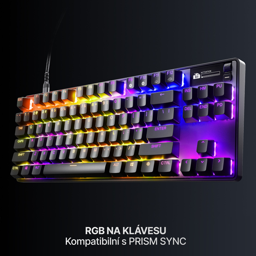Klávesnice SteelSeries Apex Pro TKL Gen 3 US černá RGB podsvícení každé klávesy s podporou synchronizace efektů prostřednictvím SteelSeries Prism Sync