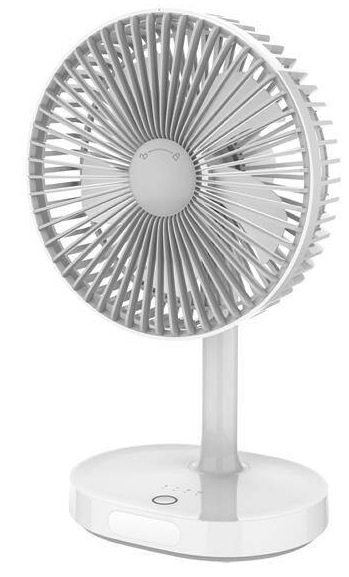 Ventilátor PLATINET nabíjecí, stolní, 3 stupně výkonu, 3000 mAh šedý/bílý