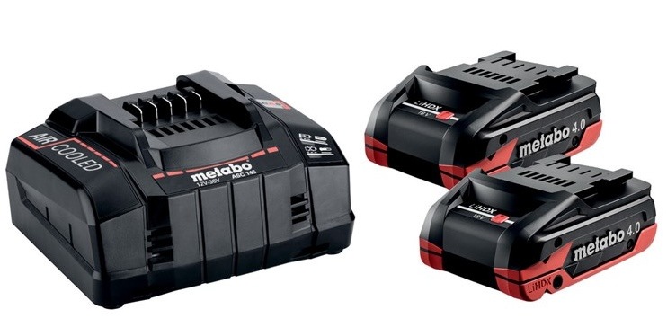 Set baterie a nabíječky Metabo 2 x LiHDX 4,0 Ah
