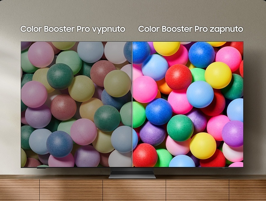 Televize Samsung QE85QN80F Color Booster Pro - srovnání obrazu s funkcí a bez ní