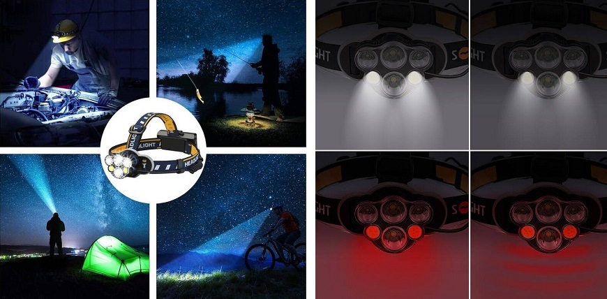 Čelovka Solight 550 lm, Li-Ion, USB černá Čelovka Solight