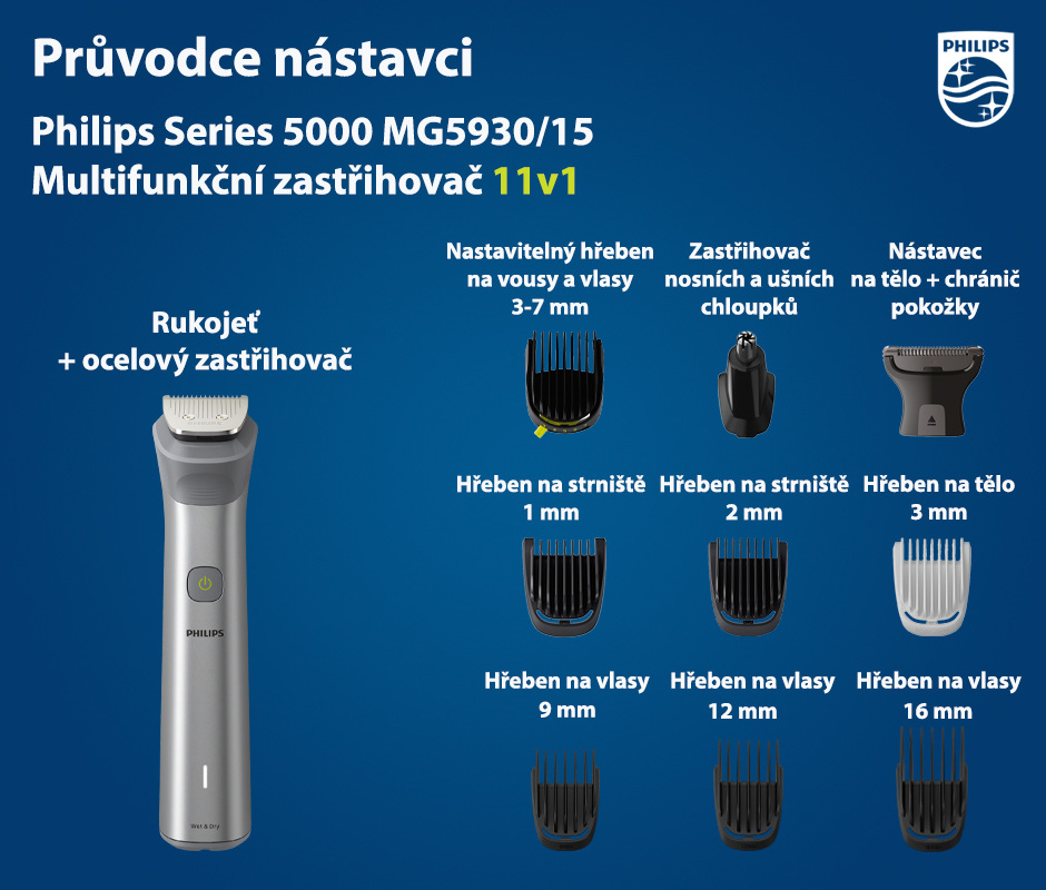 Zastřihovač multifunkční Philips Series 5000 MG5930/15 stříbrný