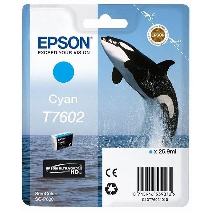 Inkoustová náplň Epson T7602, 25,9 ml azurová