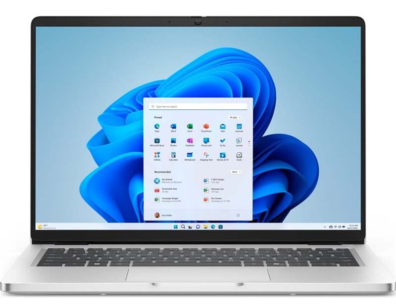 Notebook Dell Pro 14 ve stříbrné barvě.