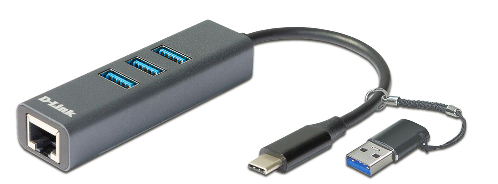 Síťová karta D-Link USB-C/USB 3.0  na Gigabit ethernet a 3x USB 3.0
