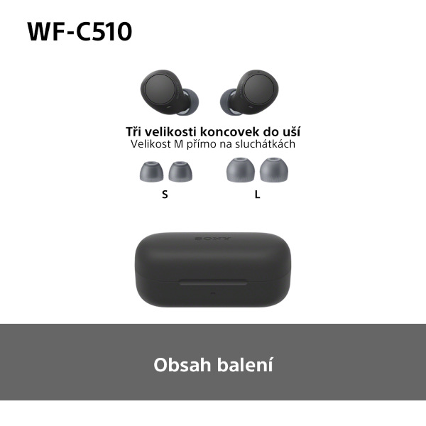 Sluchátka Sony WF-C510 černá Sluchátka Sony WF-C510 - černá, obsah balení