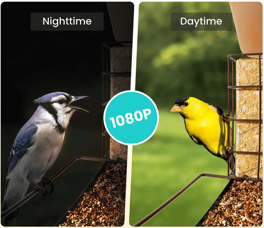 Ptačí krmítko Birdfy Metal V, kovové s kamerou a solárním panelem (AI předplatné) - hnědé