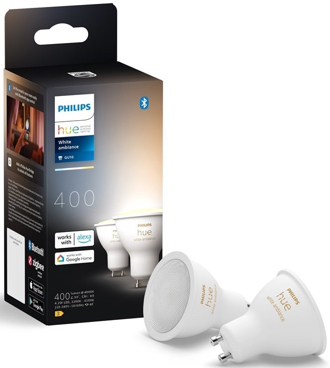 Chytrá žárovka Philips Hue 4,2W, GU10, White Ambiance, 2 ks