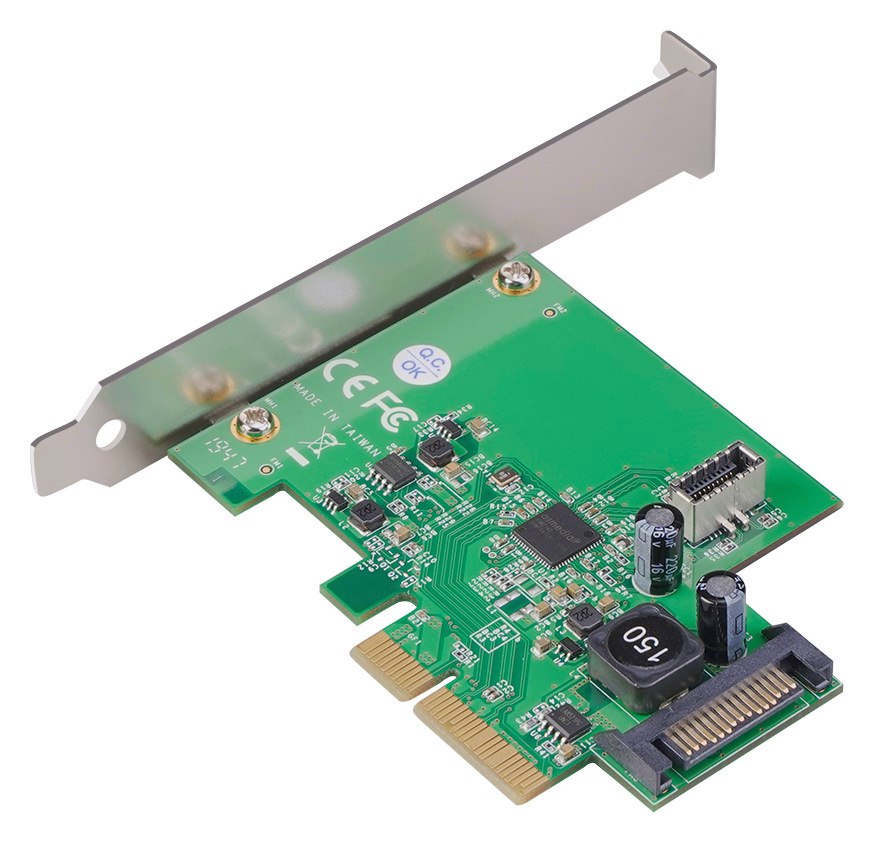 Adaptér AKASA 20Gbps USB 3.2 Gen 2x2 Internal 20-pin to PCIe zelený/ocel AKASA 20Gbps USB 3.2 Gen 2x2 Internal 20-pin to PCIe rozšíří výbavu počítače o USB-C 20 Gb/s