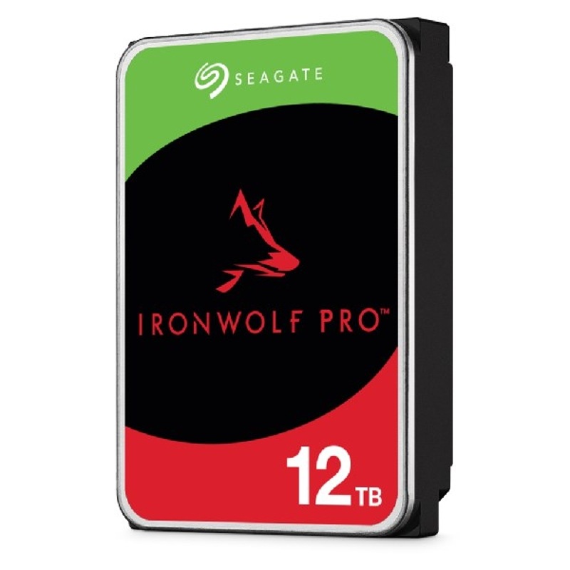 Pevný disk Seagate IronWolf Pro 12TB v šedé barvě.