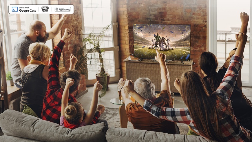 Televize TCL 50Q6C podporuje Google Cast, Apple AirPlay 2 i Miracast pro snadné bezdrátové sdílení a zrcadlení obsahu z telefonu, tabletu nebo notebooku na velkou obrazovku.