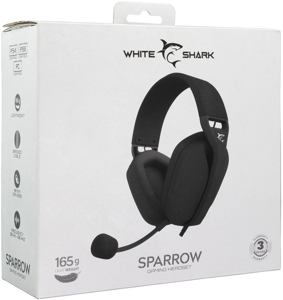 Headset White Shark SPARROW pro PC, PS4/PS5, Mac černý