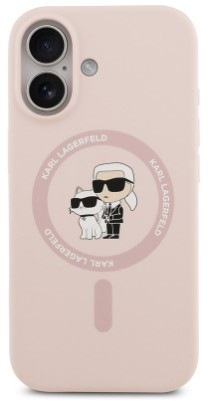 Kryt na mobil Karl Lagerfeld Liquid Silicone Karl and Choupette MagSafe na Apple iPhone 17 růžový