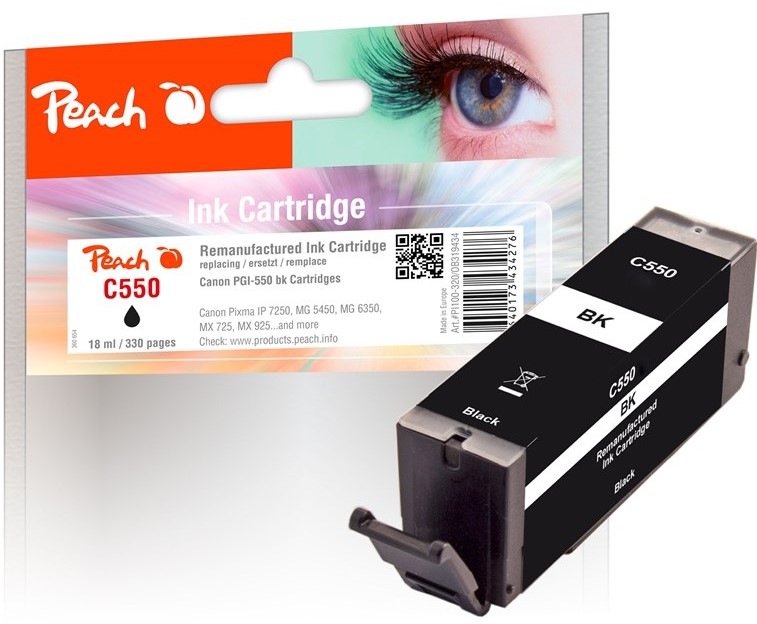 Inkoustová náplň Peach Canon PGI-550PGBK, 330 stran - černá