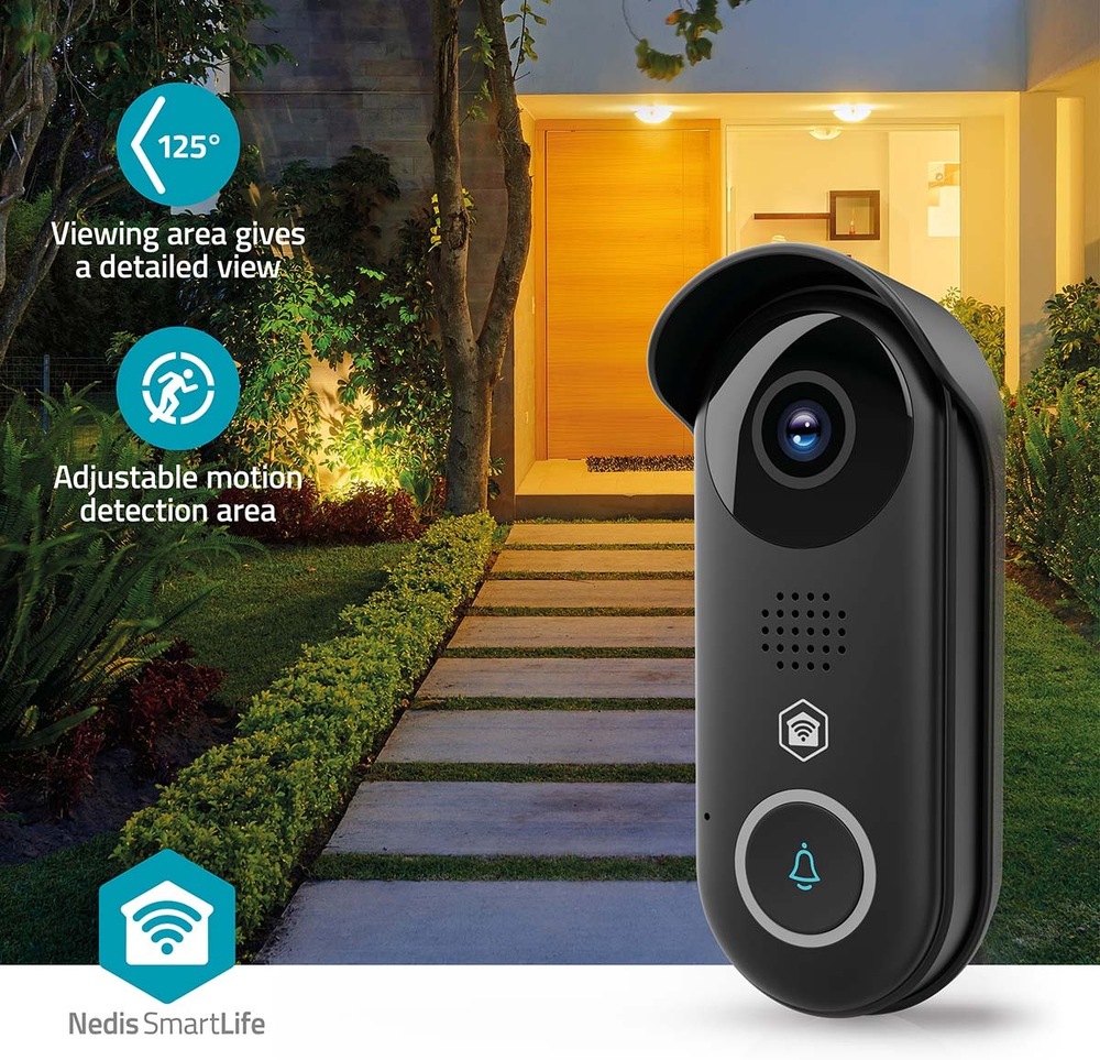 Videozvonek Nedis SmartLife WIFICDP11BK černý Videozvonek Nedis SmartLife WIFICDP11BK se širokým úhlem záběru