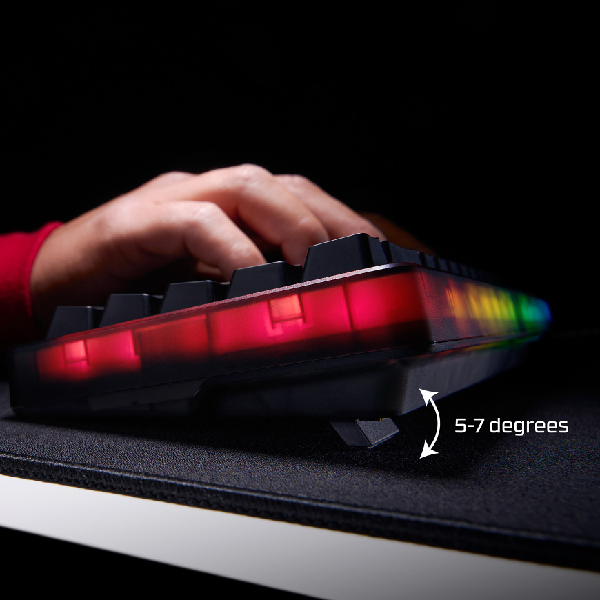 Klávesnice HyperX Origins 2 65 – nastavitelný sklon pomocí výklopných nožiček